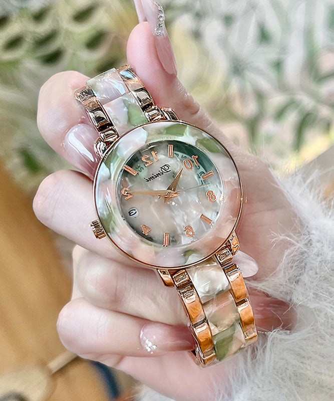 Montres élégantes en acier inoxydable avec cadre vert et mouvement quartz - EasyApparels
