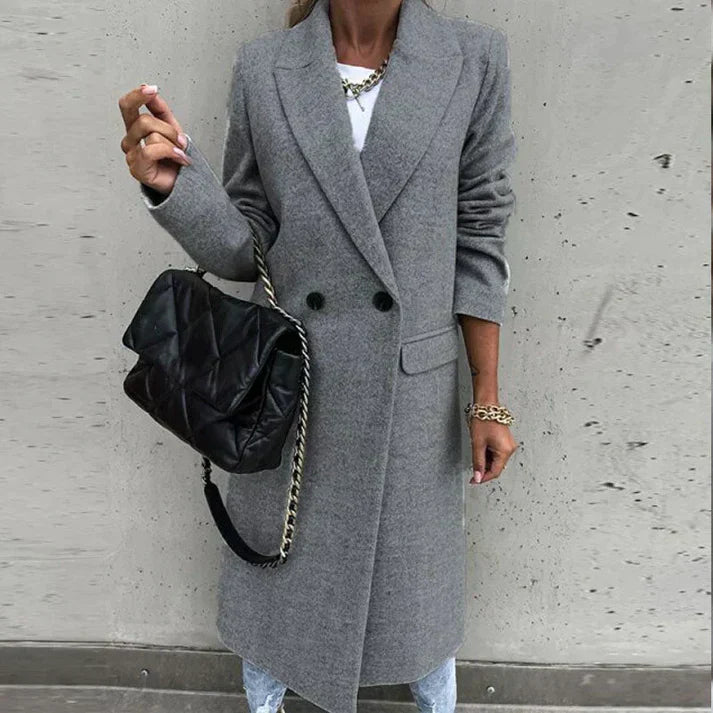 Manteau Femme Tweed Long avec Capuchon Amovible