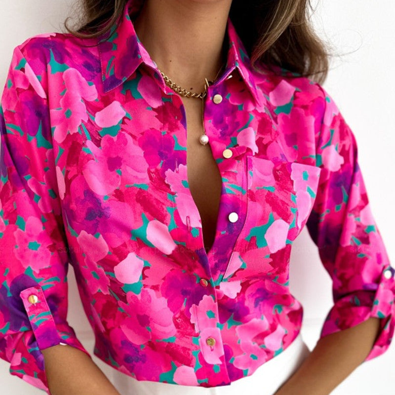 Monika™ – Chemisier Femme Chic avec Motif Abstrait Élégant et Confortable