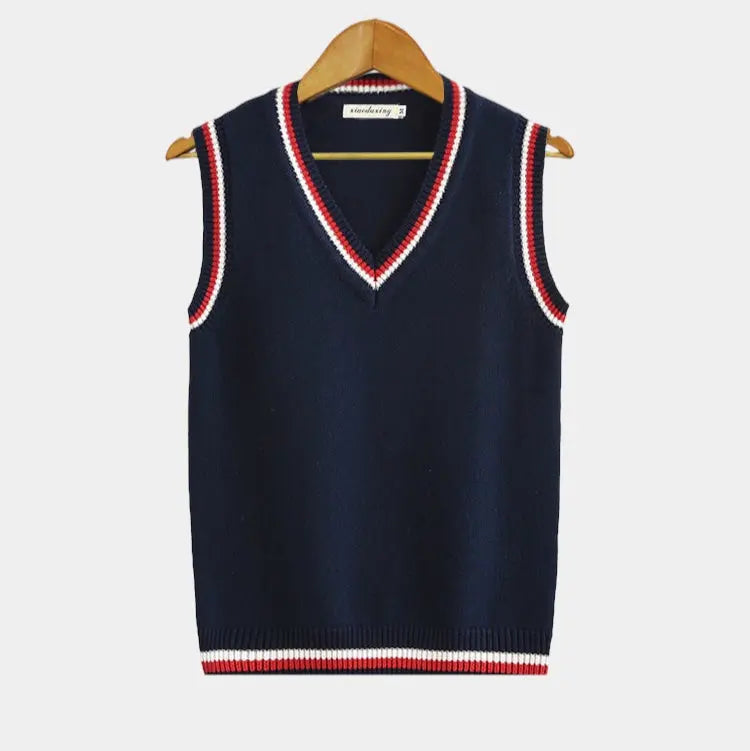 Gilet Homme Maille Câblée Col V Style Preppy