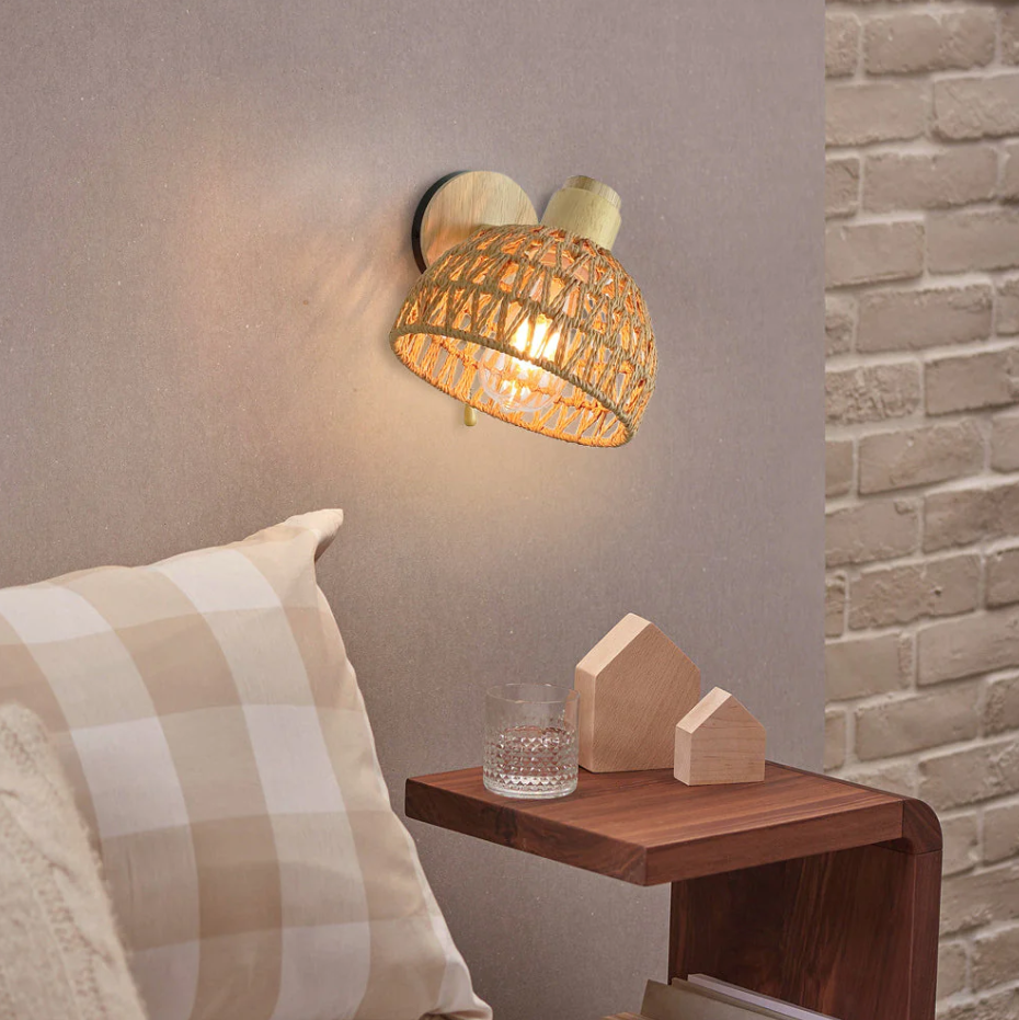 Naturis™ – Applique Murale LED Bois & Métal Beige Style Vintage Scandinave