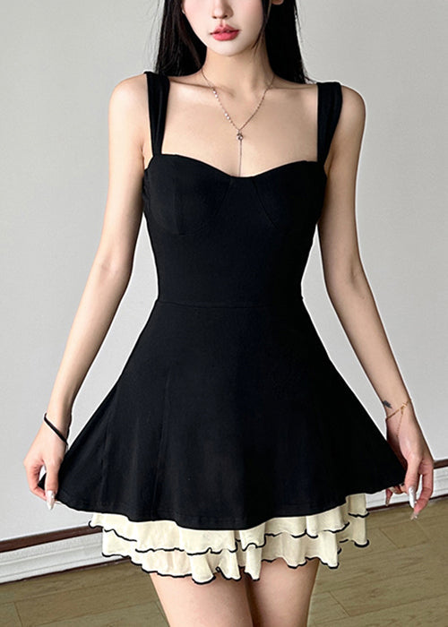 Robes noires légères en tulle et coton sans manches - EasyApparels