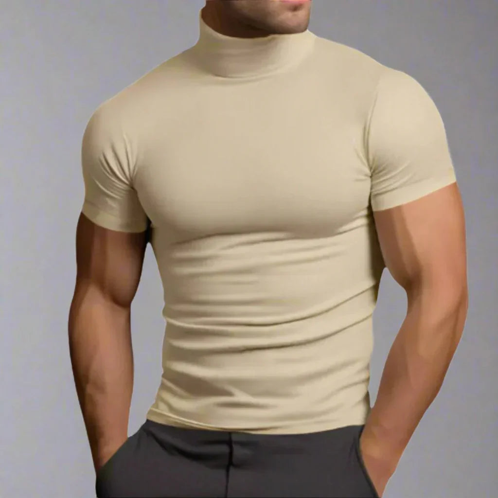 T-shirt Slim Fit Col Roulé Noir