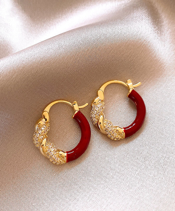 Élégantes créoles en cuivre rouge et zircon brillant - EasyApparels