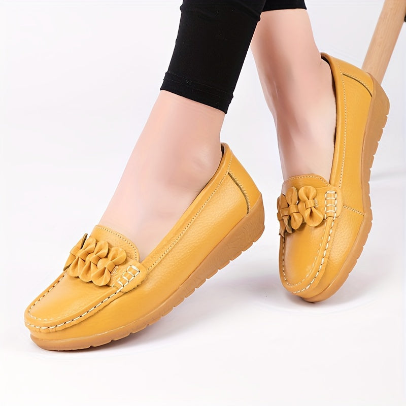 Nuvarelle™ – Mocassin Femme Cuir Très Souple avec Nœud Élégant