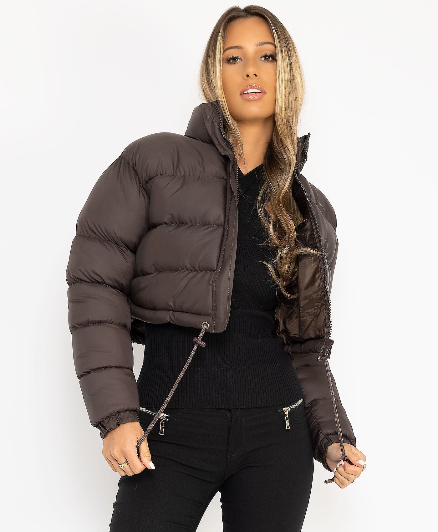 Veste Femme Courte et Chaude au Coton avec Manches Longues