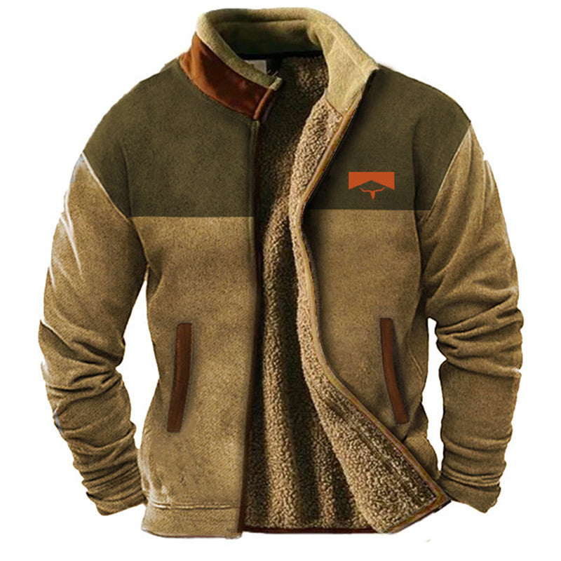 Veste en laine épaisse à carreaux pour homme hiver