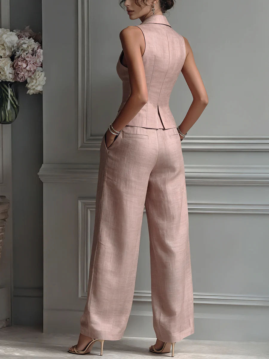 Ensemble Femme Deux Pièces Col V Sans Manches