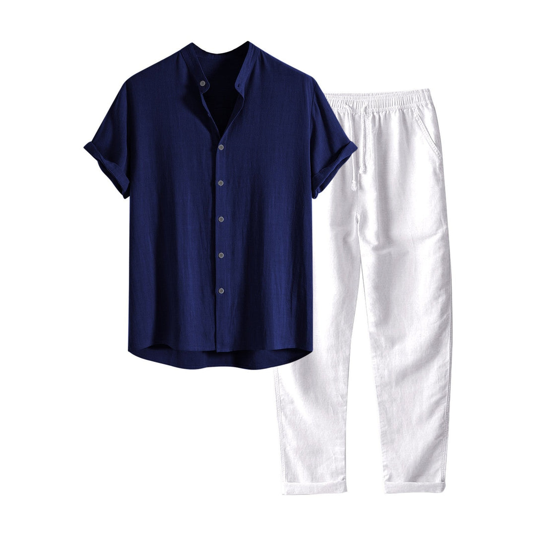 Chemise Homme Lin Blanc et Pantalon Chino Clair
