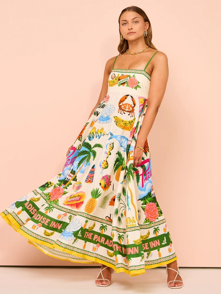 Robe Été en Lin Léger avec Bretelles Réglables et Poches - PanierRoyale