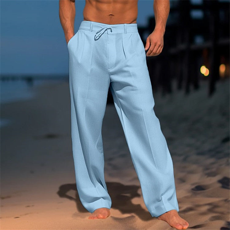 Pantalon Homme Décontracté avec Cordons Élastiques