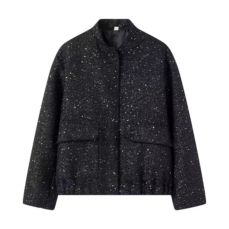 Veste Femme Longue Manches Paillettée Chic Soirée