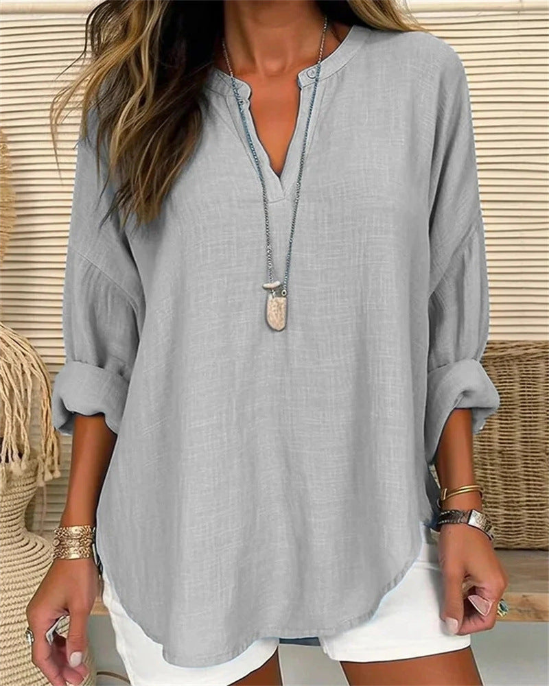 Blouse Femme Manches Longues Classique Beige