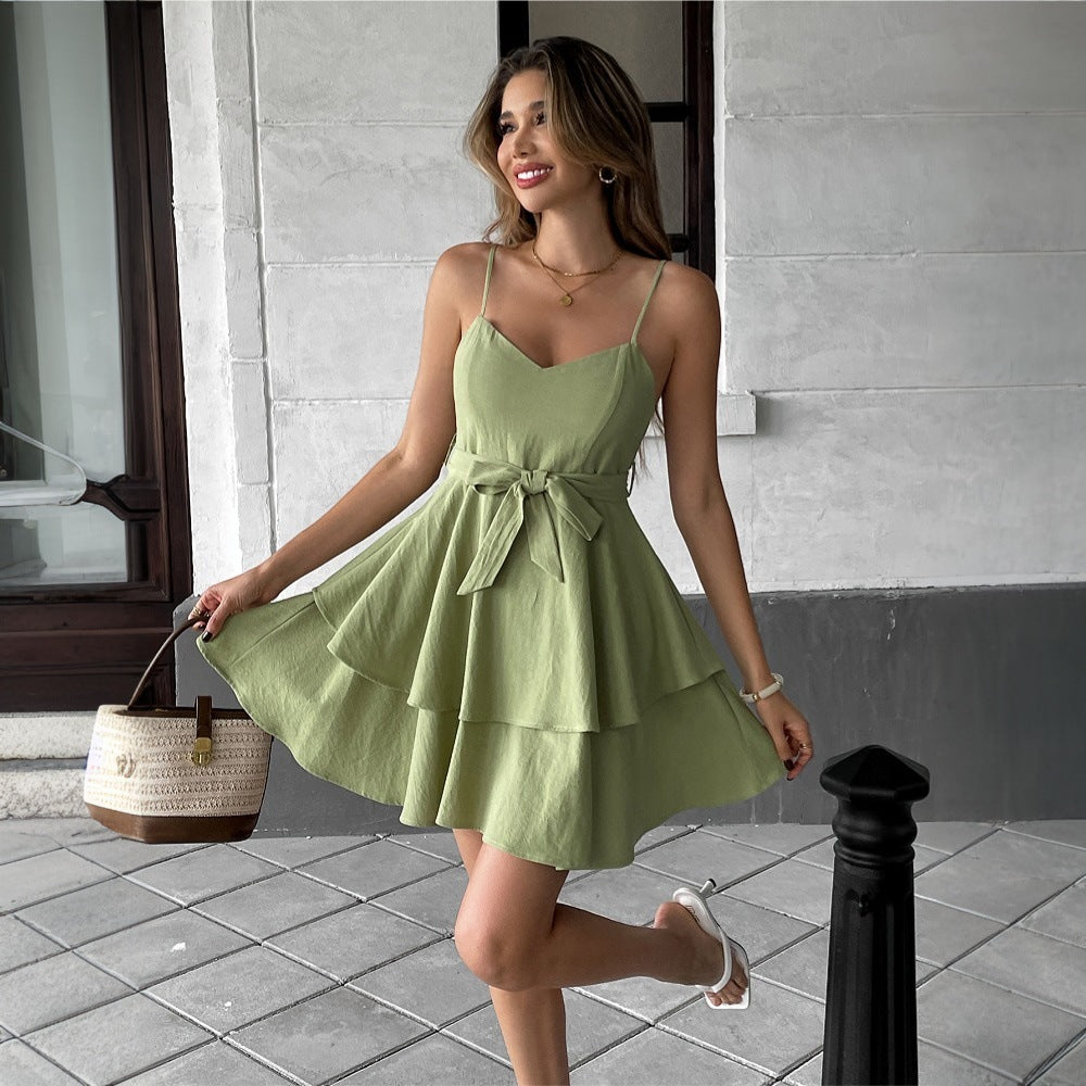 Robe Été Courte Sans Manches Col V - PanierRoyale