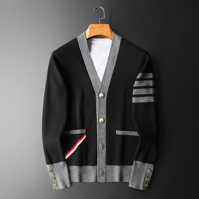 Cardigan Homme Cachemire Élégant Rayé