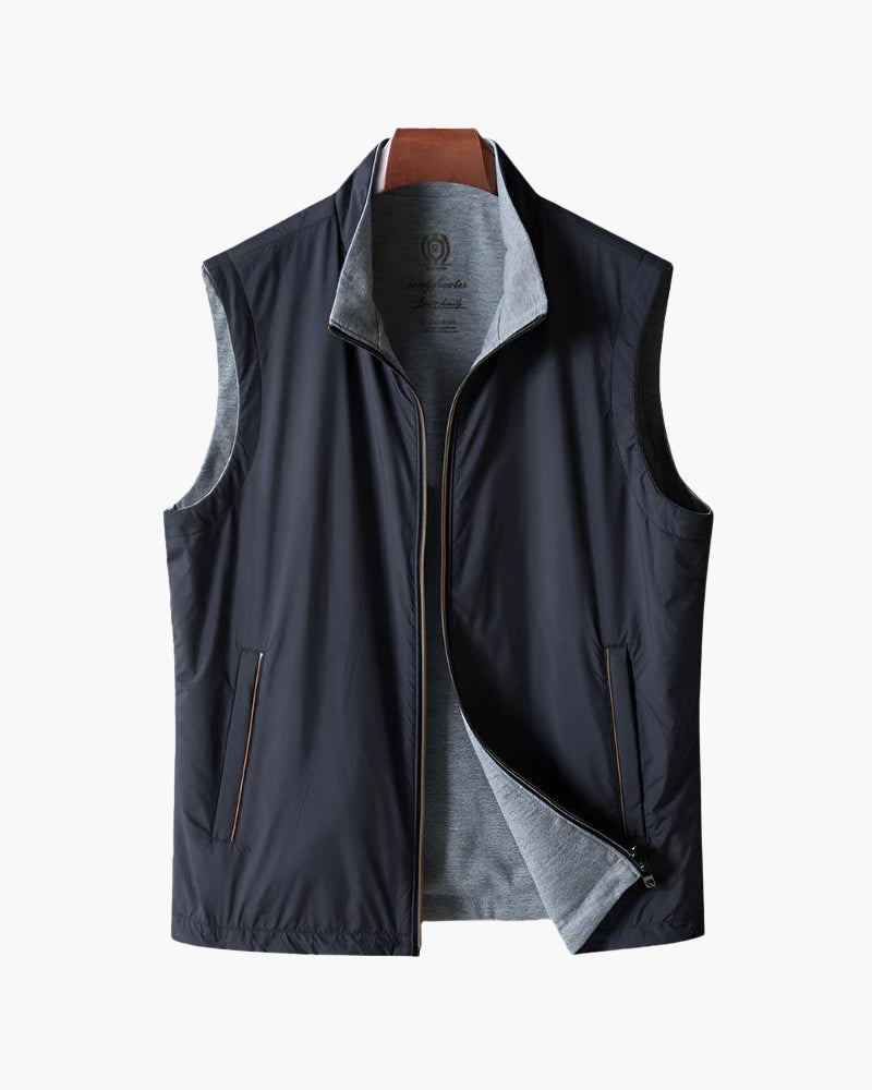 Gilet Slim Noir à Fermeture Éclair