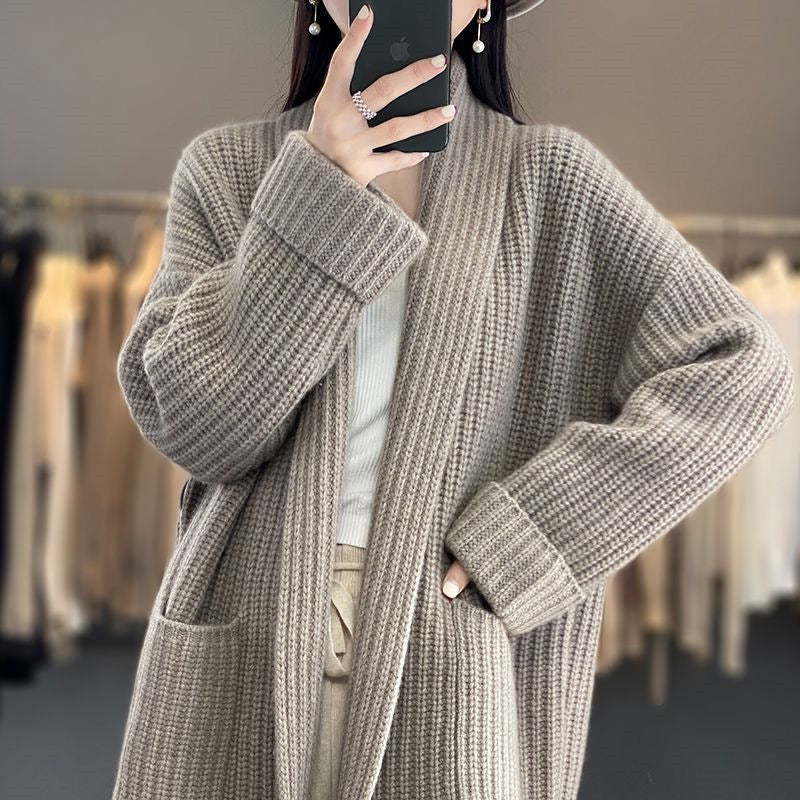 Cardigan femme long et décontracté en maille oversized