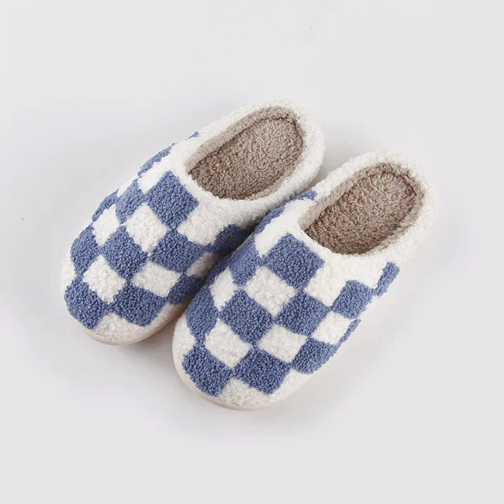 Chaussons Intérieur Mixte Carreaux Doux et Confortables