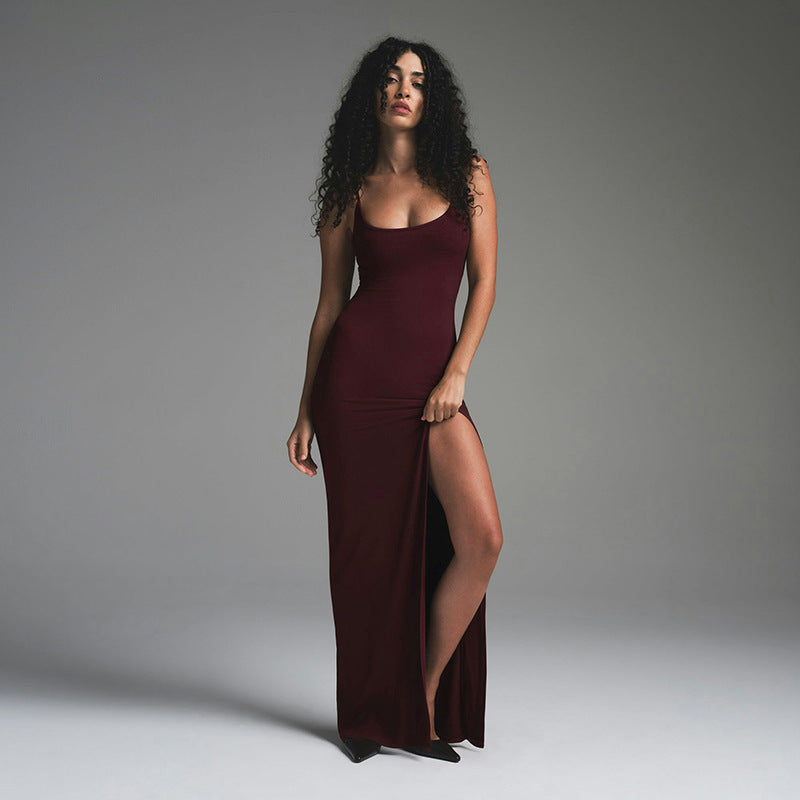 Robe Longue Femme à Fente Latérale Élégante et Chic