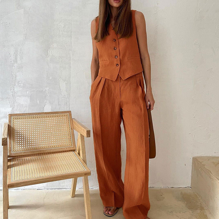 Costume Femme Élégant - Veste et Pantalon Palazzo