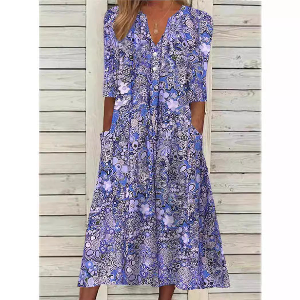 Robe Chemisier Floral Élégante et Confortable pour Femme