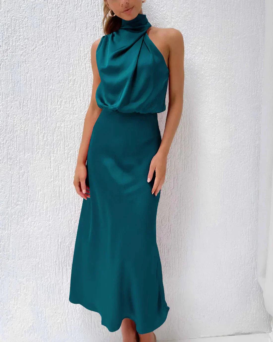 Robe Été Décolletée Vert Émeraude pour Femme