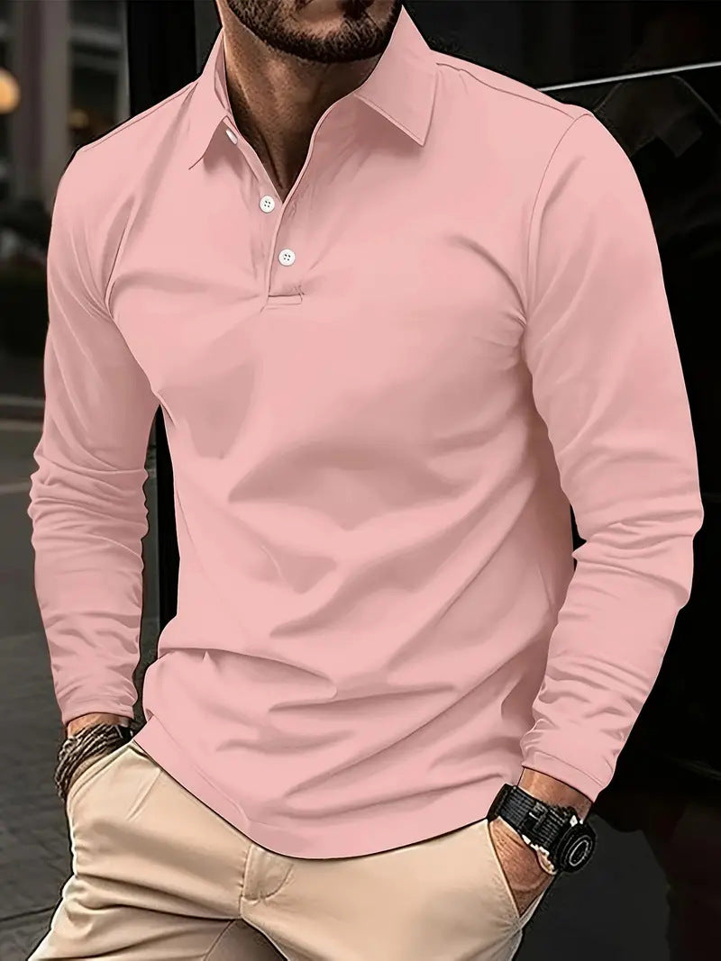Chemise Polo Homme Manches Longues - Décontractée avec Fermeture Boutons