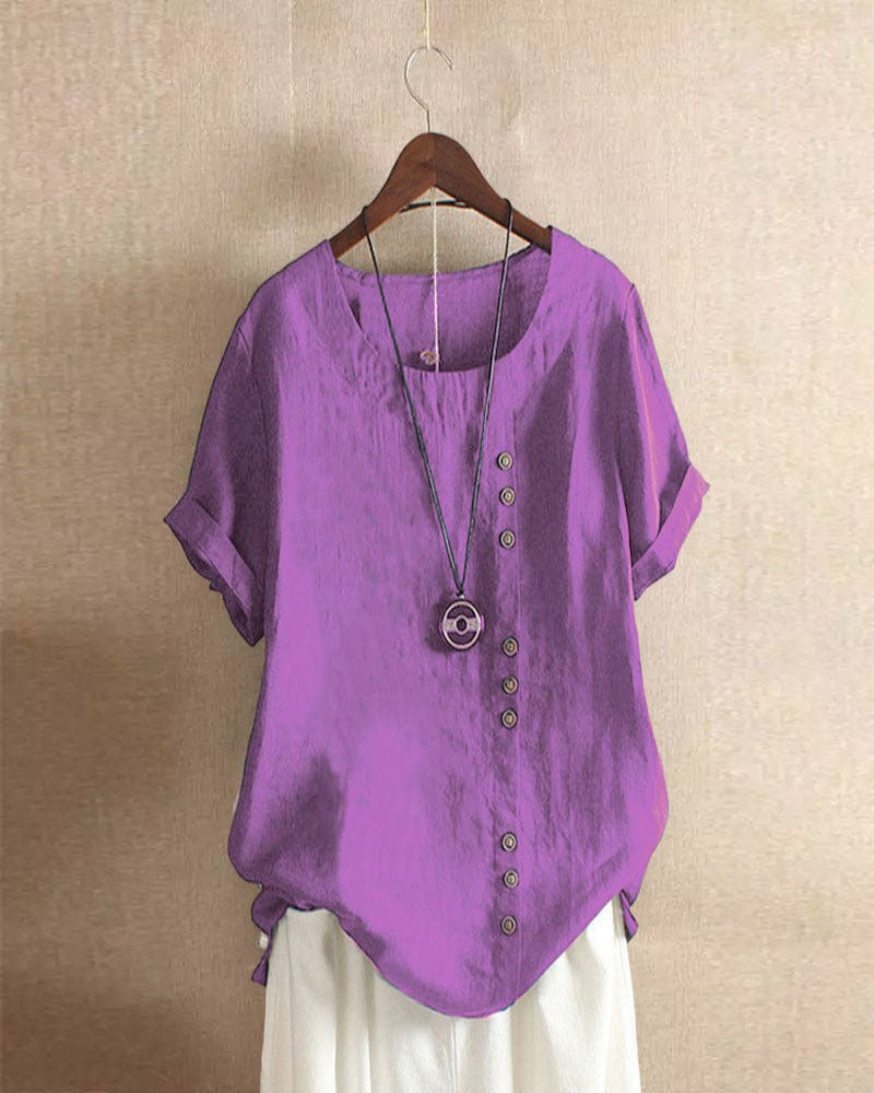 Blouse Femme Décontractée été avec Décor Boutons