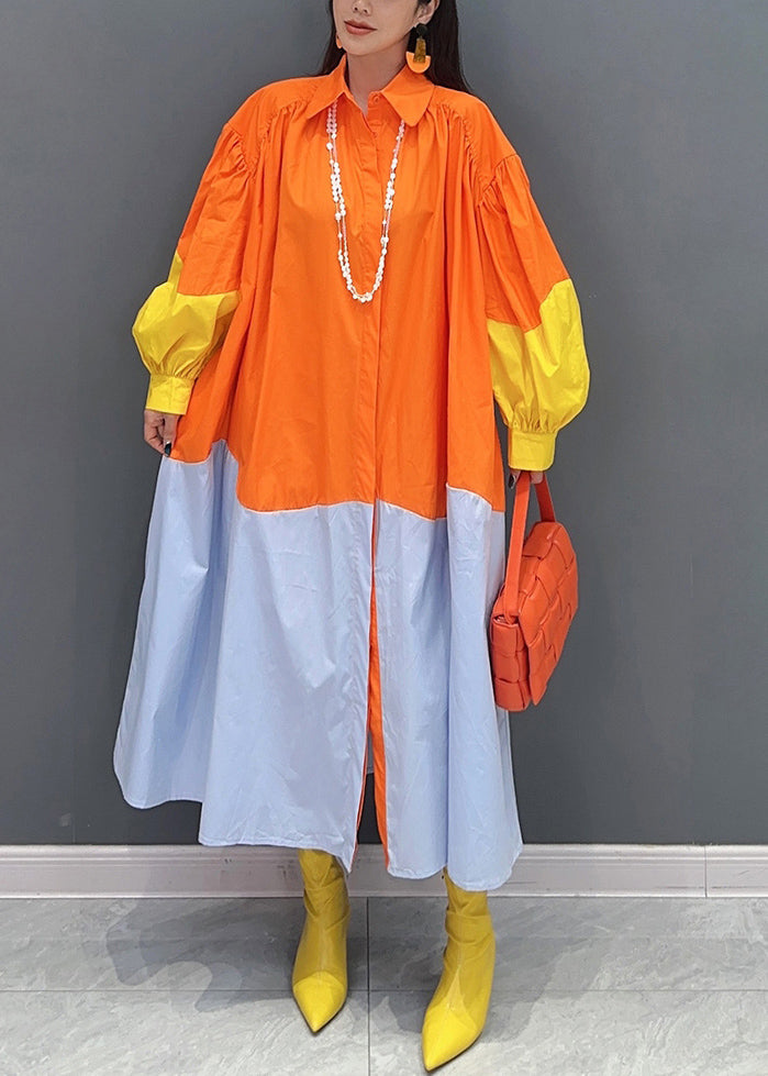 Robes de vacances oranges en coton doux pour automne - EasyApparels