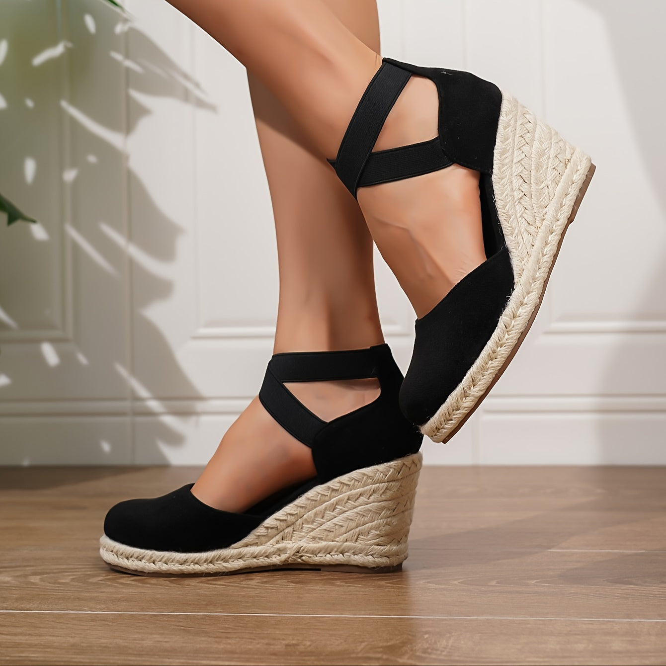 Oreline™ – Sandales Compensées Femme Confort à Bande Élastique Chic Été