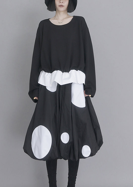 Robe noire en coton décontractée pour femmes printemps - EasyApparels