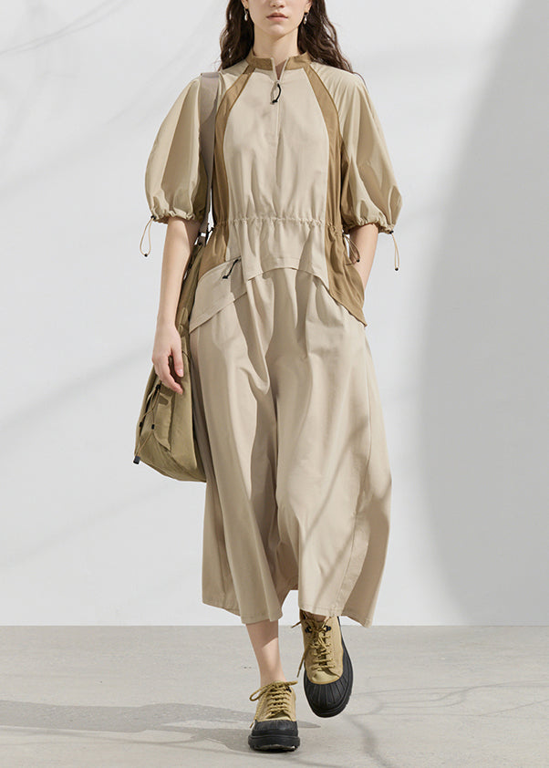 Robes d'été en coton kaki légères à lacets - EasyApparels