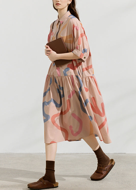 Robe d'été en coton coloré à col Peter Pan - EasyApparels