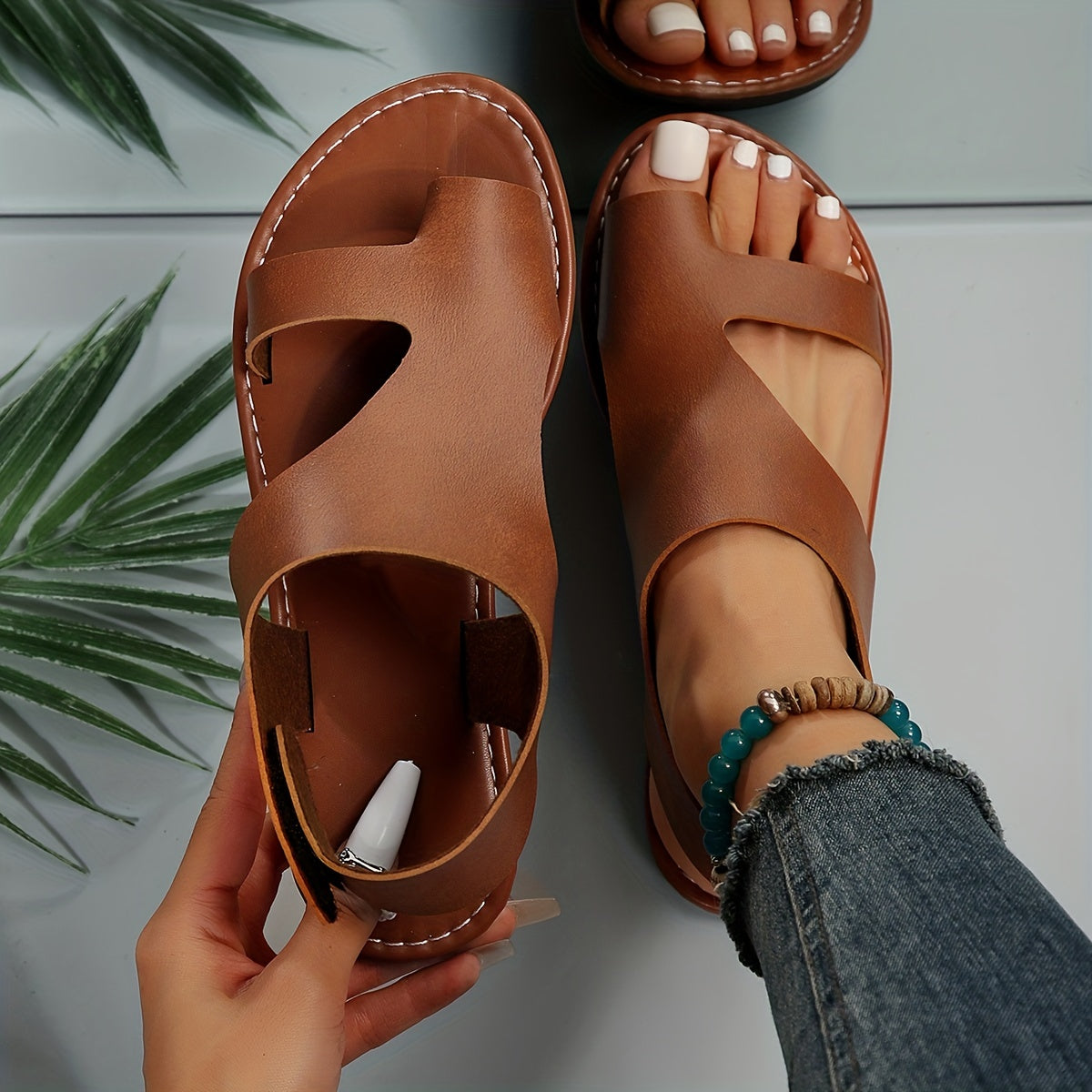 Ortasun™ – Sandales Plates Femme Confortables Été à Bout Ouvert
