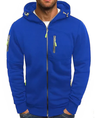 Veste Homme Coton Élégant avec Capuche Zippée