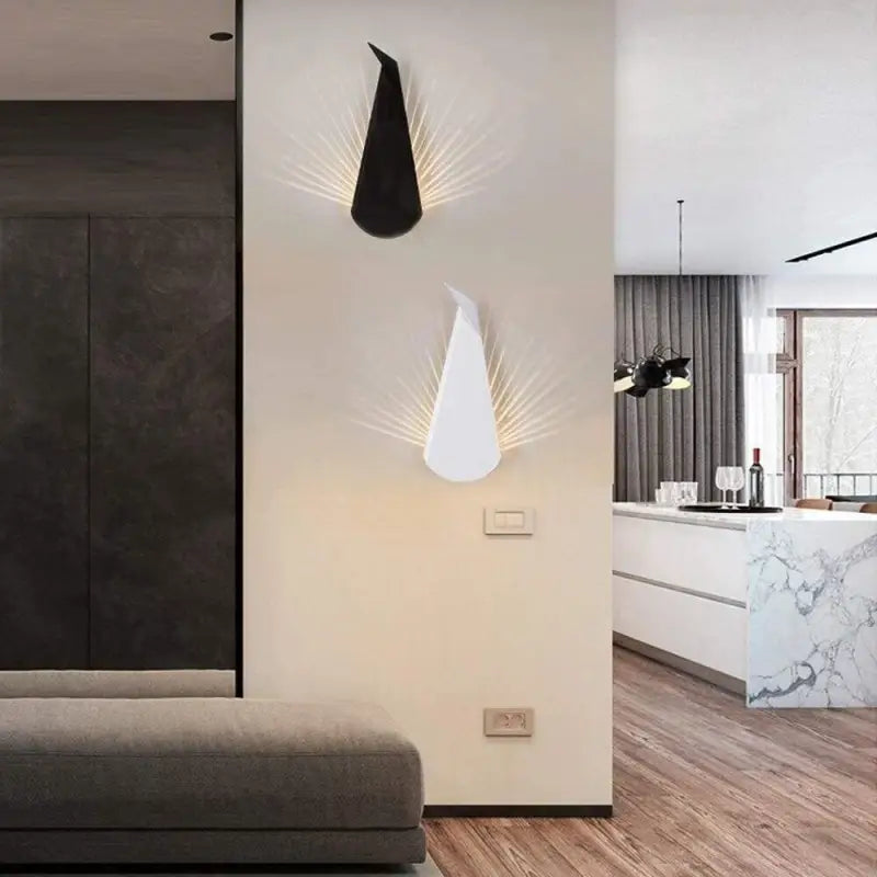 Paonia™ – Applique Murale LED Dorée et Noire Design Original en Aluminium