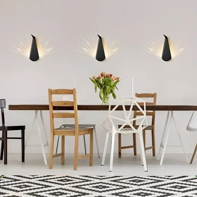 Paonia™ – Applique Murale LED Dorée et Noire Design Original en Aluminium