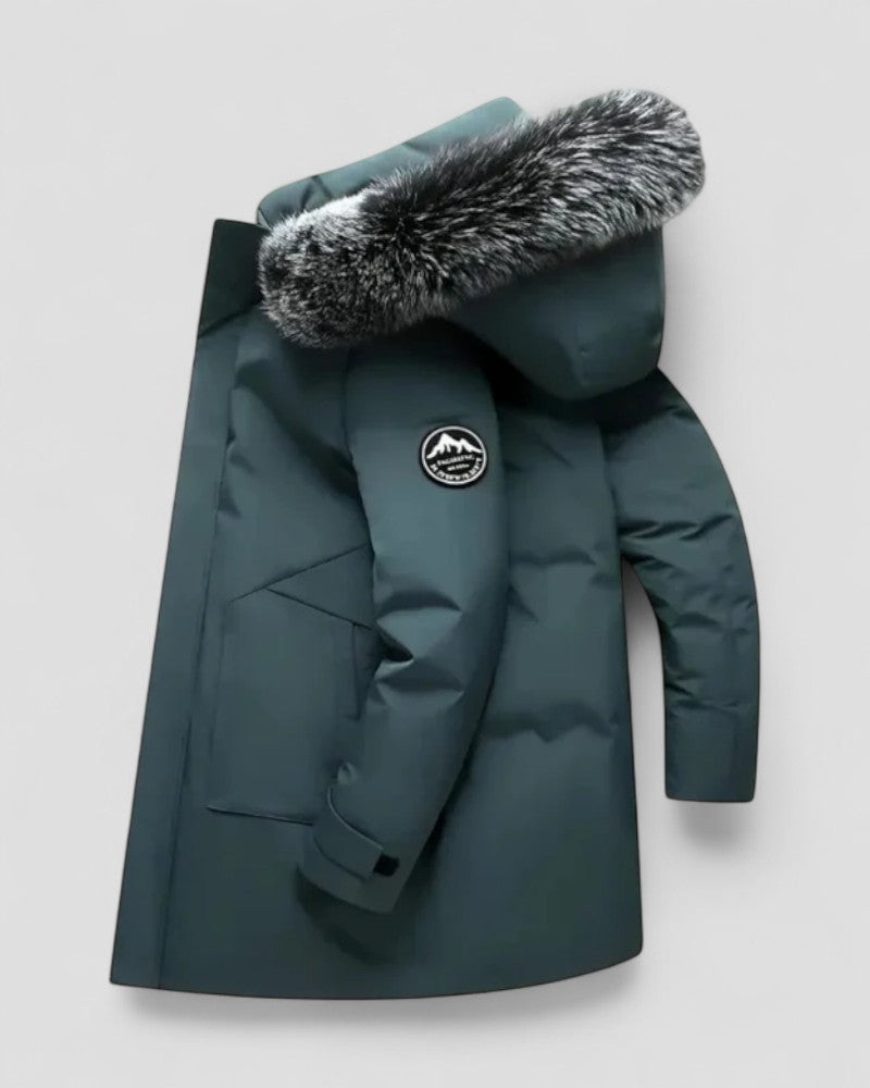 Parka d'hiver longue avec capuche en fausse fourrure pour homme 7