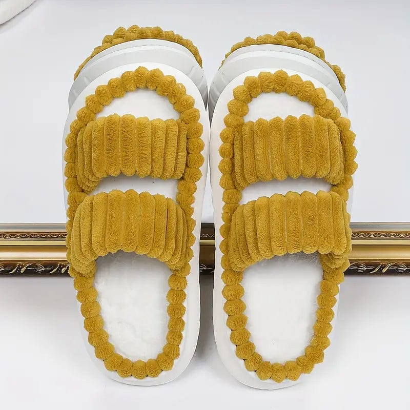 Peluchéo - Pantoufles à double sangle en peluche