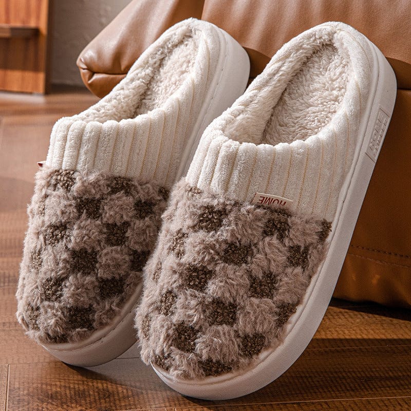 Pantoufles Chaudes et Confortables à Carreaux