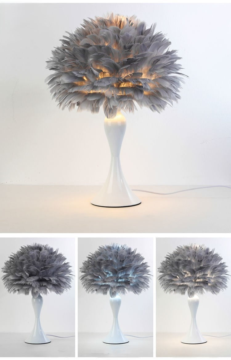 PlumaLuxe™ – Lampe de Table à Plumes Élégante Style Nordique Moderne