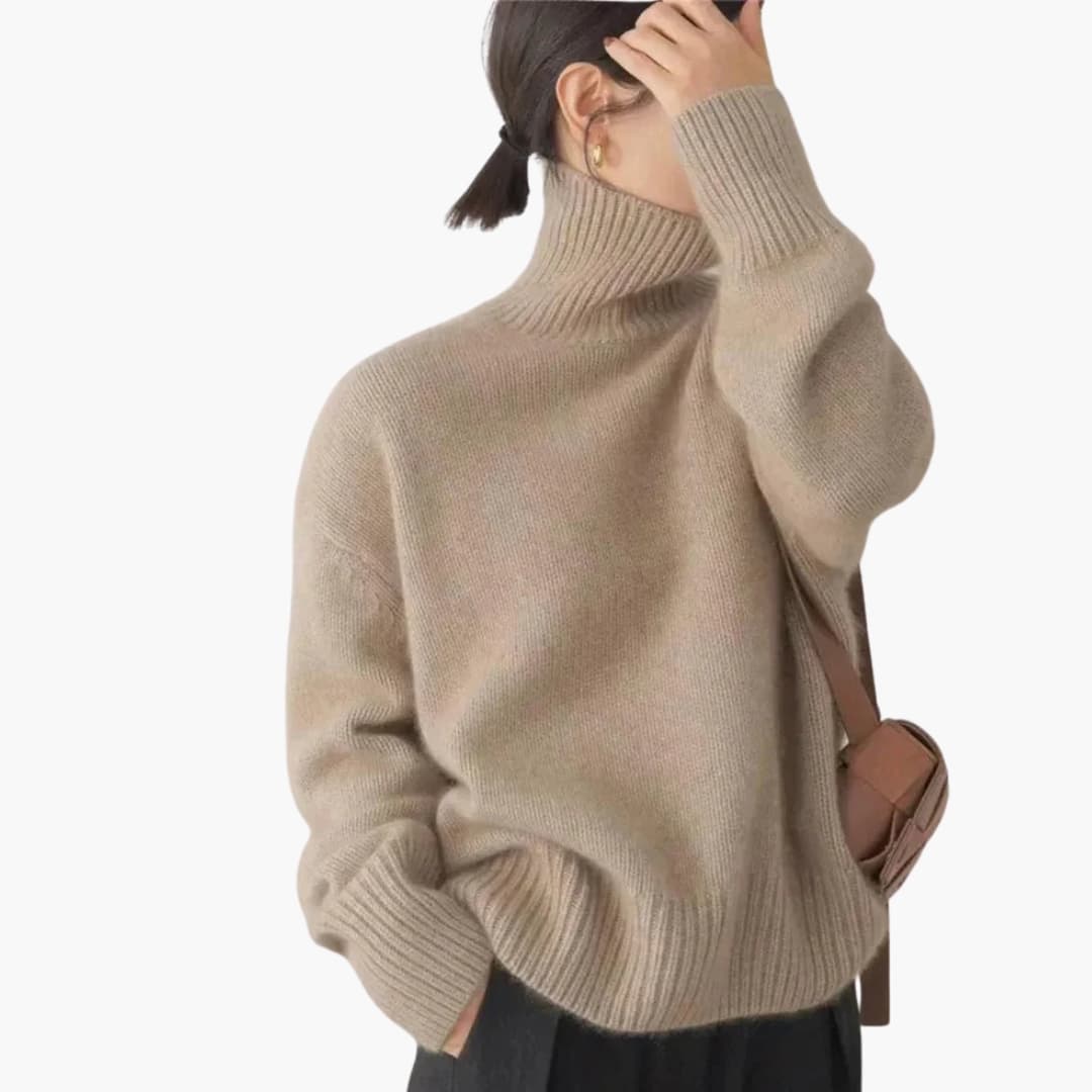 Pull Femme Col Roulé Doux et Confortable Manches Longues
