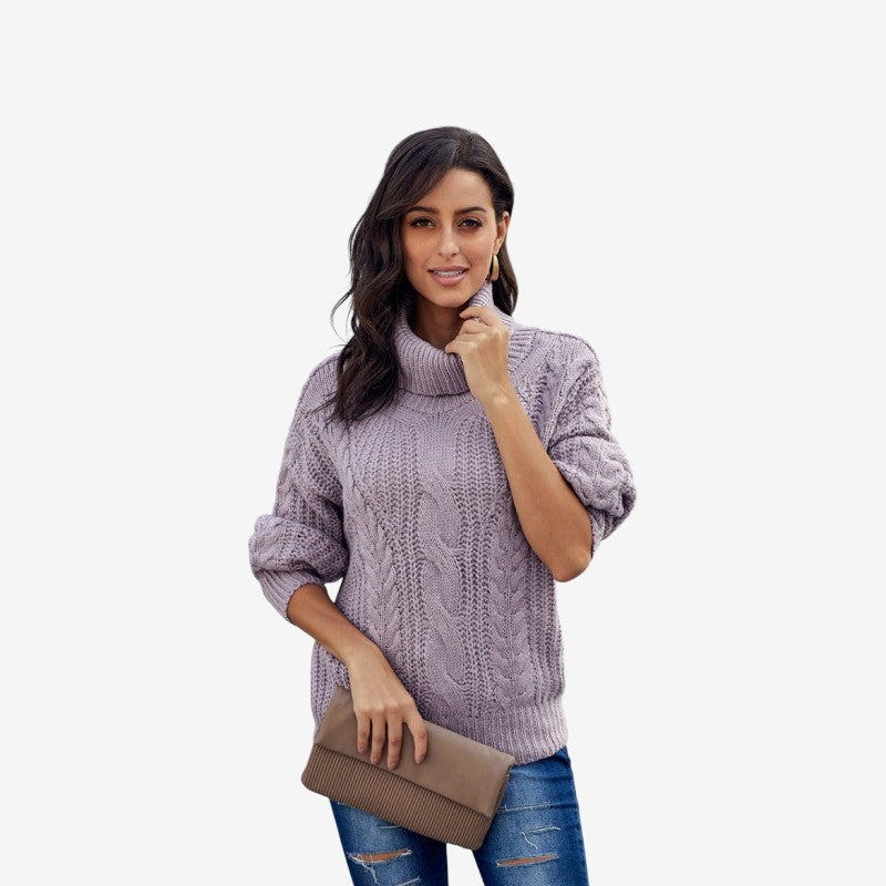 Pull Grande Taille Col Roulé Chaud et Confortable
