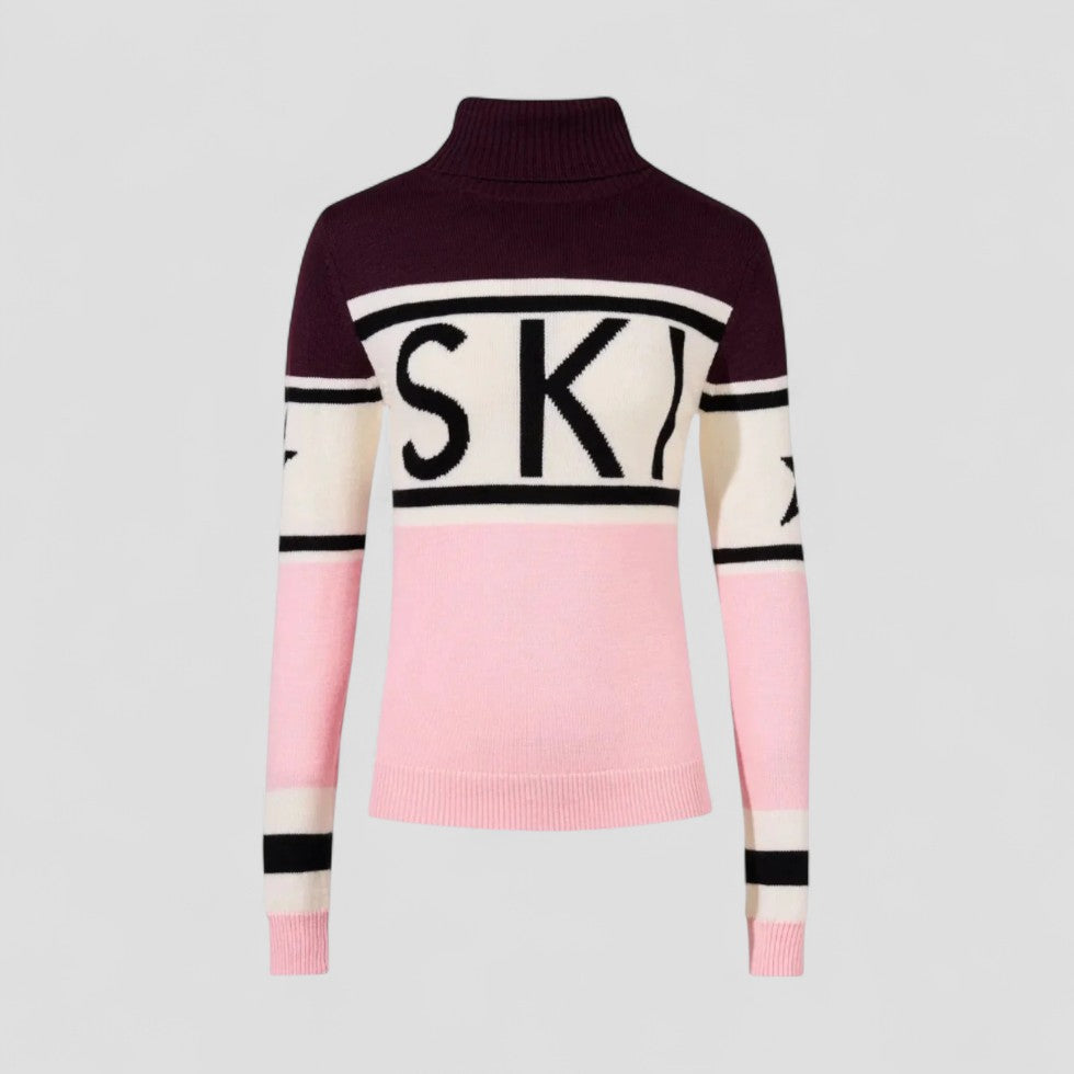 Pull de ski en laine mérinos pour femme, col roulé, tricot d'hiver 2