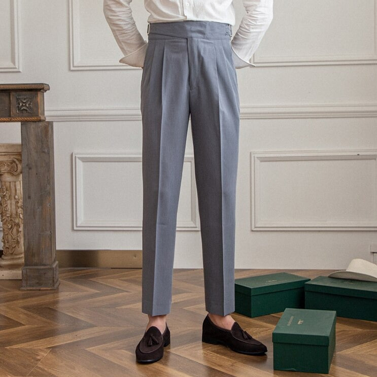 Pantalon Homme Chic Slim avec Ceinture Élastique pour Mariage