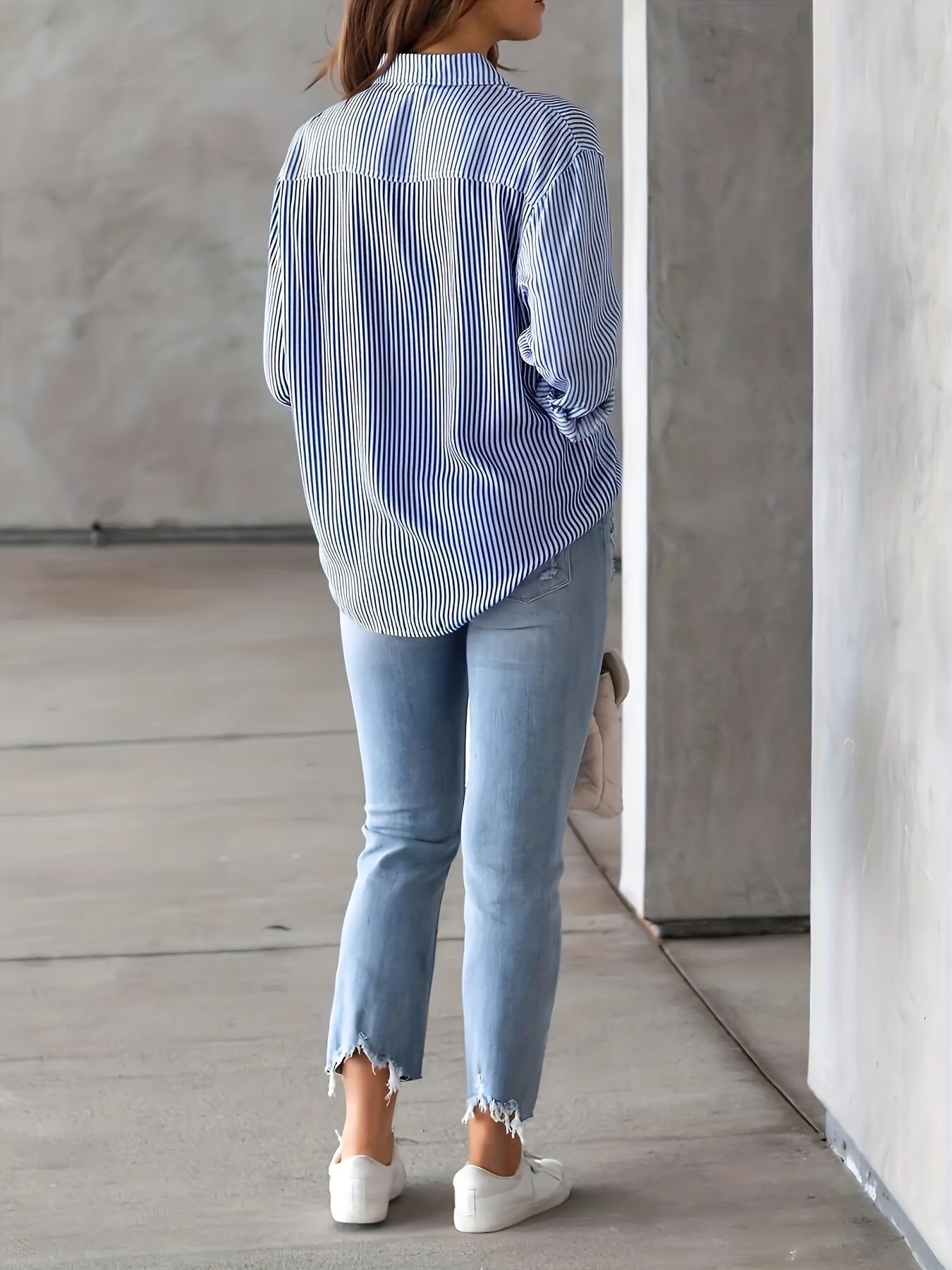 Rayelune™ – Chemise Femme Rayée Chic à Manches Longues Décontractée