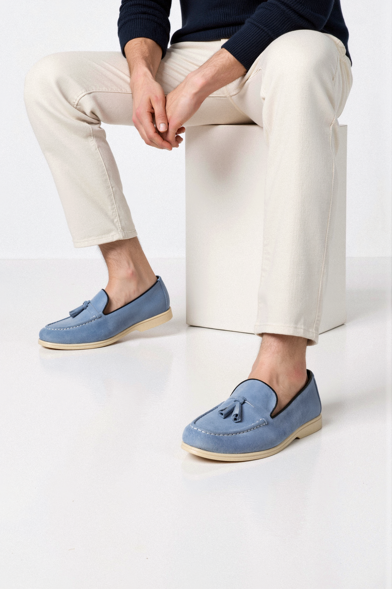 Mocassin Beige Cuir Confortable et Élégant