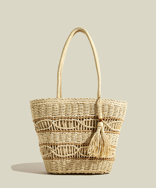 Sacs à bandoulière vintage en paille tressée à franges - EasyApparels