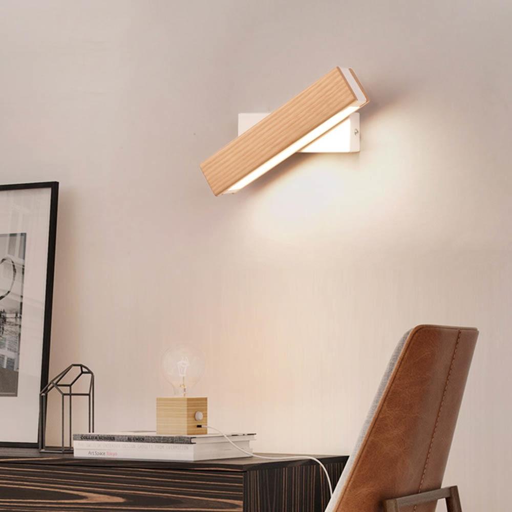 RotoWood™ – Applique Murale Design en Bois avec Éclairage Orientable
