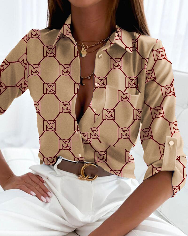 ClaraChic™ – Chemisier Femme Chic à Imprimé Tendance Élégant et Ajusté-3